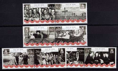 ISLE OF MAN 2005 "60TH ANNIV END OF WORLD WAR II" SET OF 8 UMM. SG 1208-1215. CAT 5,10 POUNDS.
