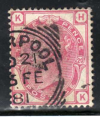 GREAT BRITAIN 1880-83 DEFIN 3d ROSE PLATE 20 W/MARK IMPERIAL CROWN VFU. SG 158. CAT 140 POUNDS.