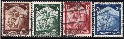 GERMANY 1935 "SAAR RESTORATION" SET OF 4 VERY FINE USED. SG 562-565. CAT 15 POUNDS.