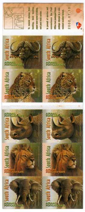 SOUTH AFRICA 2001 BIG FIVE BOOKLET 53 COMPLETE UMM. SACC 1374. CAT R350. (SACC 2023-25)