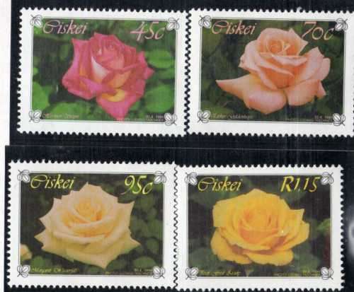 CISKEI 1994 ROSES SET OF 4 AND MINI SHEET UMM. SACC 251-255. CAT R106. (SACC 2019-20)