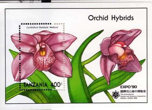 TANZANIA 1991 ORCHIDS PART SET OF 4 & MINI SHEET UMM. SG 878, 880, 882, 885. CAT 6,30 POUNDS.