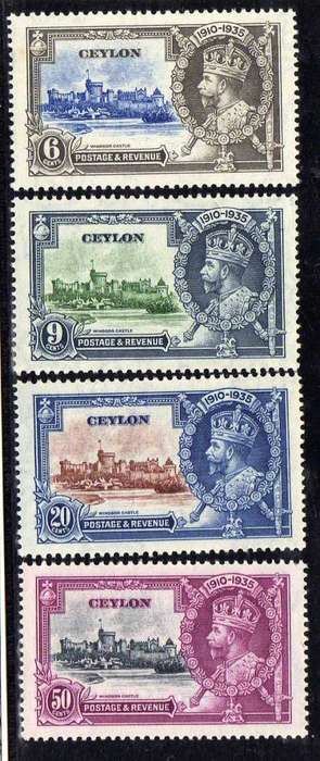 CEYLON 1935 SILVER JUBILEE SET OF 4 LMM. SG 379-382. CAT 11 POUNDS.