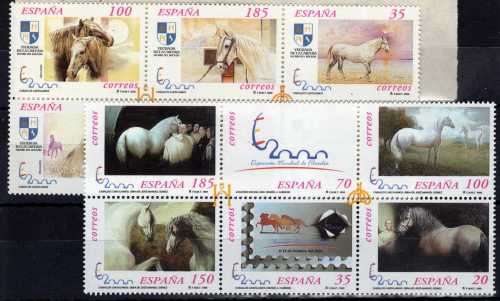 SPAIN 1999 ESPANA 2000 STAMP EXHIBITION HORSES SET OF 12 UMM. SG 3612-23. CAT 39,70 POUNDS. (2013)