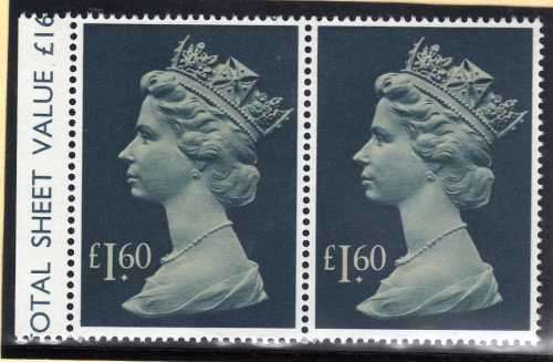 GREAT BRITAIN 1987 DEFIN 1,60 POUND UMM PAIR. SG 1026f. CAT 13 POUNDS. (2018)