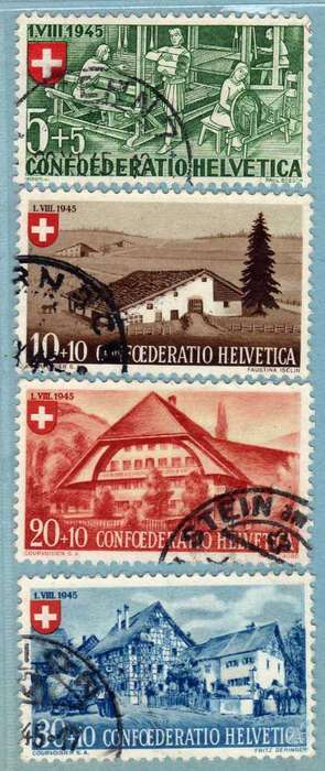 SWITZERLAND 1945 NATIONAL FETE FUND SET OF 4 VFU. SG 461-464. CAT 25,70 GBP. (2013)