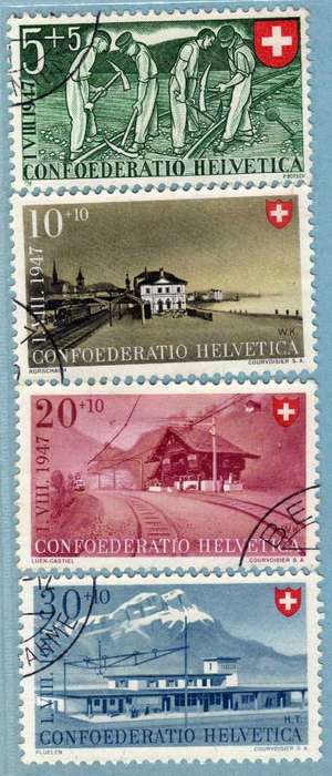 SWITZERLAND 1947 NATIONAL FETE FUND AND OTHERS SET OF 4 VFU. SG 473-76. CAT 24,35 GBP. (2013)