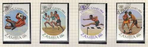 ZAMBIA 1984 OLYMPIC GAMES LOS ANGELES SET OF 4 VFU. SG 408-411. CAT 2,75 POUNDS. (2014)