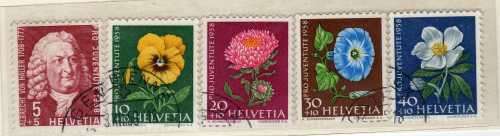 SWITZERLAND 1958 "PRO JUVENTUTE" SET OF 5 VFU. SG J172-J176. CAT 10,35 POUNDS.