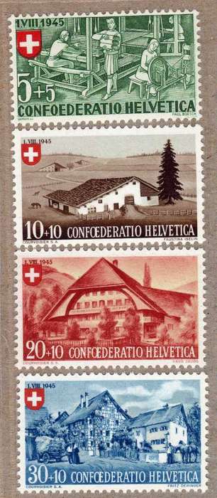 SWITZERLAND 1945 "NATIONAL FETE FUND" SET OF 4 UMM. SG 461-464. CAT 15,50 GBP. (2013)