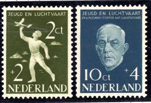 NETHERLANDS 1954 NATIONAL AVIATION FUND SET OF 2 MOUNTED MINT. SG 802-3. MI 644-5. CAT 6 EUROS 2013