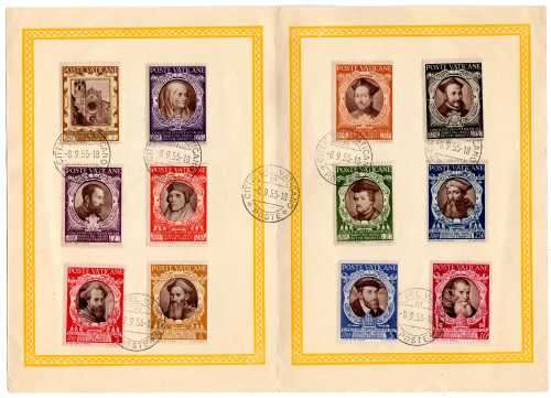 VATICAN CITY 1946 400TH ANNIV OF INAUG OF COUNCIL OF TRENT SET OF 12 FOLDER WITH SPECIAL DATE STAMP.