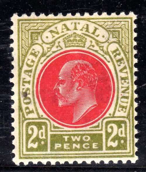 NATAL 1904-08 KEVII DEFIN W/MARK MULTI CROWN CA 2d VERY LMM. SACC 132. SG 149. CAT R260. 18 POUNDS.