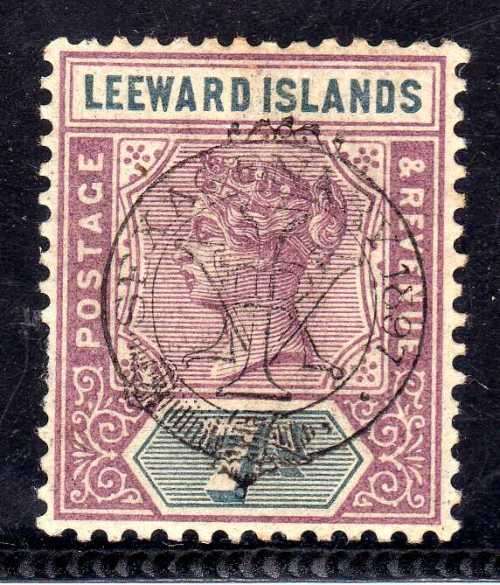 LEEWARD ISLANDS 1897 QV DIAMOND JUBILEE 7d MOUNTED MINT. SG 14. CAT 60 POUNDS. (2018)