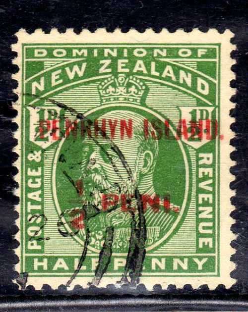 PENRHYN ISLAND 1914-15 DEFIN ½d YELLOW-GREEN VERY FINE USED. SG 19. CAT 12 POUNDS. (2018)