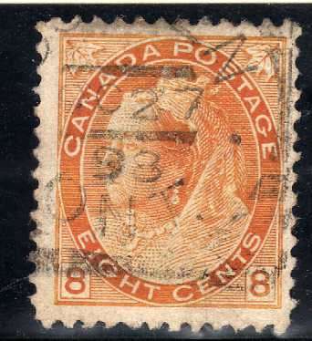 CANADA 1898-1902 DEFIN 8c ORANGE YELLOW VERY FINE USED. SG 161. CAT £45. (2018)