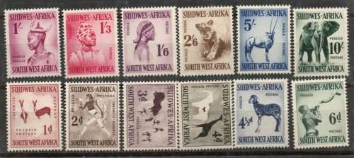 SOUTH WEST AFRICA 1954 DEFIN SET OF 12 LMM. SACC 182-193. CAT R1065.