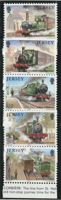 JERSEY 1985 JERSEY WESTERN RAILWAY SET OF 5 UMM. SG 365-369. CAT £3,80