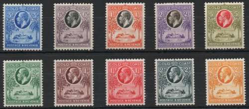 Gold Coast 1928 KGV definitive set of 10 very fine mounted mint. SG 103-112. CAT £120. (2020)