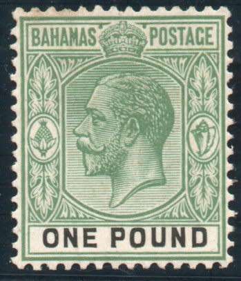 Bahamas 1921-37 definitive £1 green & black fine lmm. SG 125. CAT £180. (2018)