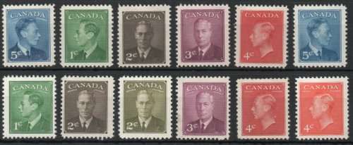 Canada 1949 & 1950 KGVI 2 sets lightly mounted mint. SG 414-418 & 424-428. Cat £10 (2018)