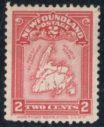Canada Newfoundland 1908 Map of Newfoundland 2c lake mounted mint. SG 94. Cat £29 (2018)