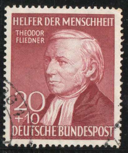 Germany West 1952 Humanitarian Relief Fund 20pf + 10pf lake very fine used. SG 1084. Cat £19.