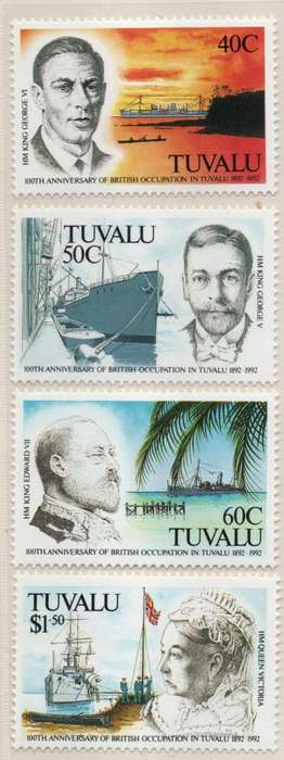 Tuvalu 1992 Centenary of British Occupation set of 4 unmounted mint. SG 625-628. Cat £12,50 (2013)