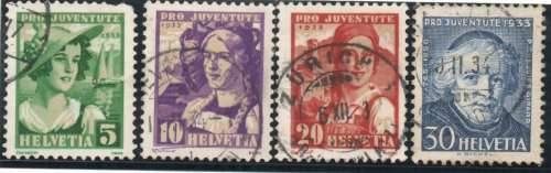 Switzerland 1933 Pro Juventute set of 4 very fine used. SG J64-J67. Cat £19 (2012)