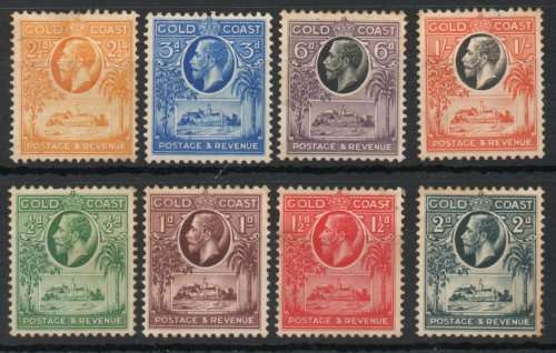 Gold Coast 1928 Defin part set of 8 mounted mint with some gum toning. SG 103-110. Cat £36,50 (2022)