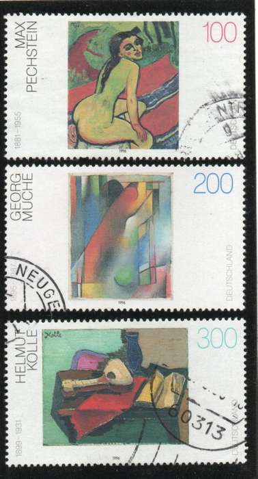 West Germany 1996 `20th Cent German Paintings` set of 3 very fine used. SG 2703-06. Cat £7,30 (2013)