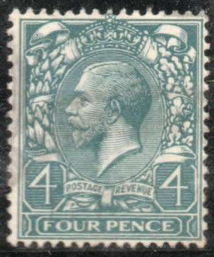 Great Britain 1912-24 KGV Defin 4d deep grey-green and grey-green. SG 378 and SG 379. Cat £27 (2022)