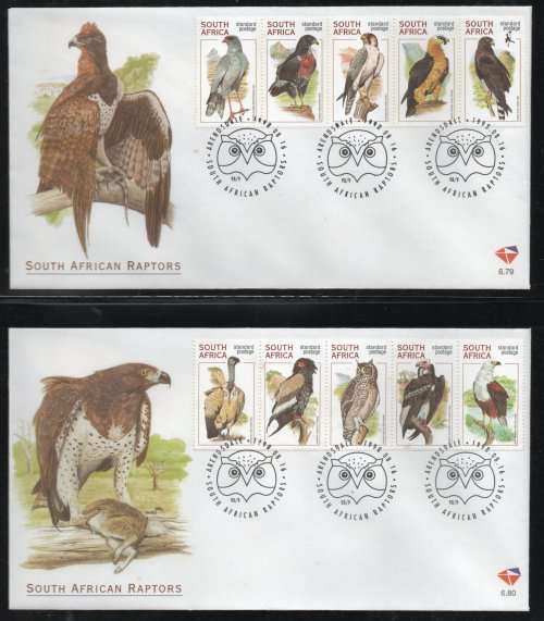 South Africa 1998 Raptors 2 x First Day Covers 6.79 and 6.80. Cat R95 (2019-20)