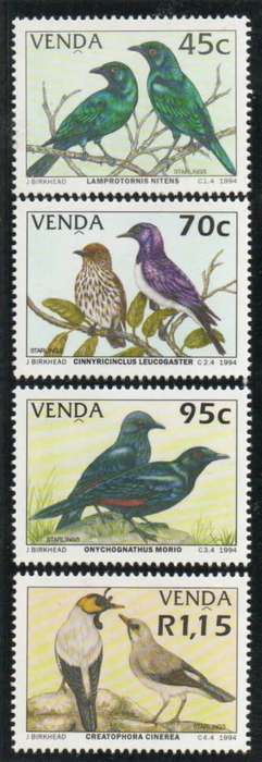 Venda 1994 Starlings set of 4 unmounted mint. SACC 276-279. Cat R125 (2023-25)