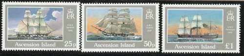 Ascension 1991 `175th Anniv of Occupation` Ships set of 3 umm. SG 536-538. Cat £8,25 (2018)