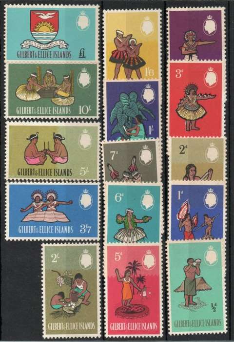 Gilbert and Ellice Islands 1965 Defin set of 15 lightly mounted mint. SG 89-103. Cat £13,45 (2013)