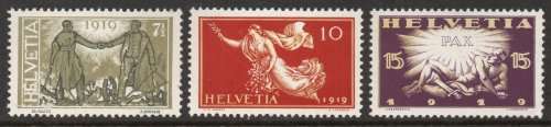 Switzerland 1919 Peace Conference set of 3 unmounted mint. SG 304-306. Cat £5 (2012)