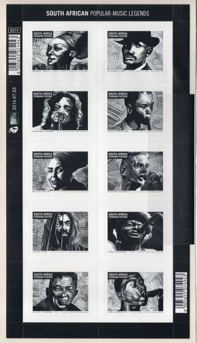 South Africa 2014 SA Music Legends sheetlet of 10 unmounted mint . SACC 2266. Cat R350 (2023-25)