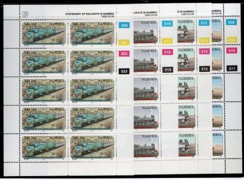Namibia 1995 Namibian Railways set of 4 in full sheets of 10 umm. SACC 120-123. Cat R185 (2019-20)