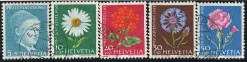 Switzerland 1963 Pro Juventute set of 5 very fine used. SG J197-J201. Cat £6,95 (2013)