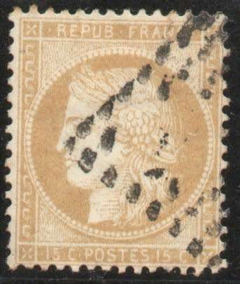 France 1870 Ceres Definitive 15c bistre very fine used. SG 204. Cat £7,25 (2015)