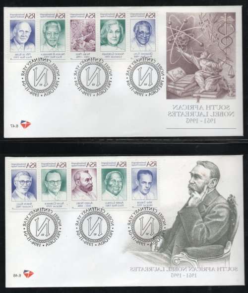 South Africa 1996 SA Nobel Laureates on FDC`s 6.46 & 6.47. Cat R100 (2023-25)