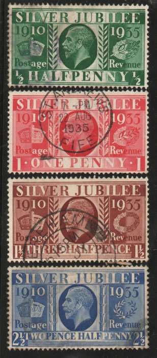 Great Britain 1935 Silver Jubilee set of 4 very fine used. SG 453-456. Cat £9,50 (2022)