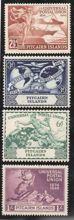 Pitcairn Islands 1949 UPU set of 4 lightly mounted mint. SG 13-16. Cat £14,50 (2022)