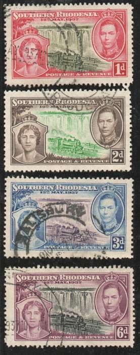 Southern Rhodesia 1937 Coronation set of 4 very fine used. SACC 38-41. Cat R250 (2023-25)