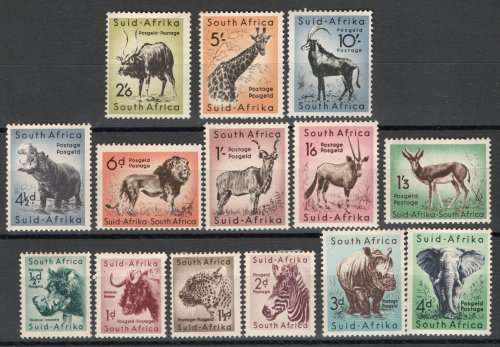 South Africa 1954 Definitive set of 14 lightly mounted mint. SACC 150-163. Cat R972. (2023-25)