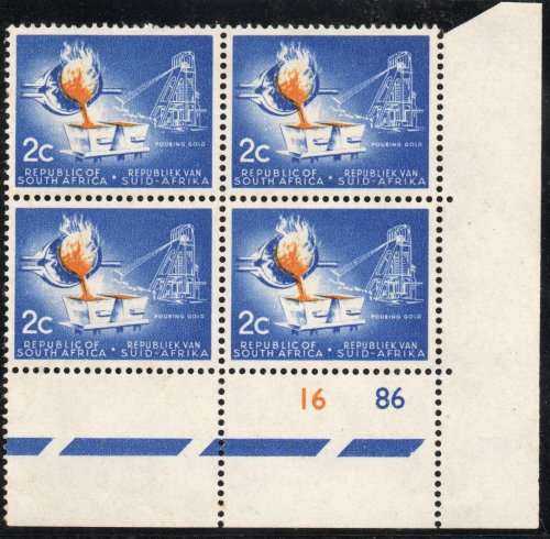 South Africa 1961 definitive no wmk 2c contr block of 4 unmounted mint. SACC 211. Cat R950 (2023-25)