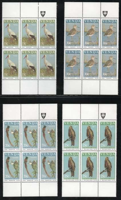 Venda 1984 Migratory Birds set of 4 in blocks of 6 unmounted mint. SACC 92-95. Cat R120 (2023-25)
