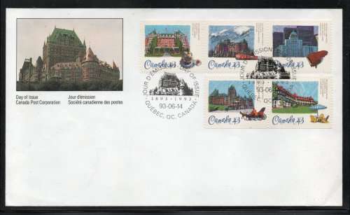 Canada 1993 Historic Hotels set of 5 on FDC. SG 1540-1544. Cat £5,50 (2013)