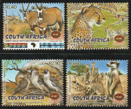 South Africa 2001 Kgalagadi Transfrontier Park set of 4 umm. SACC 1386-89. Cat R101 (2023-25)